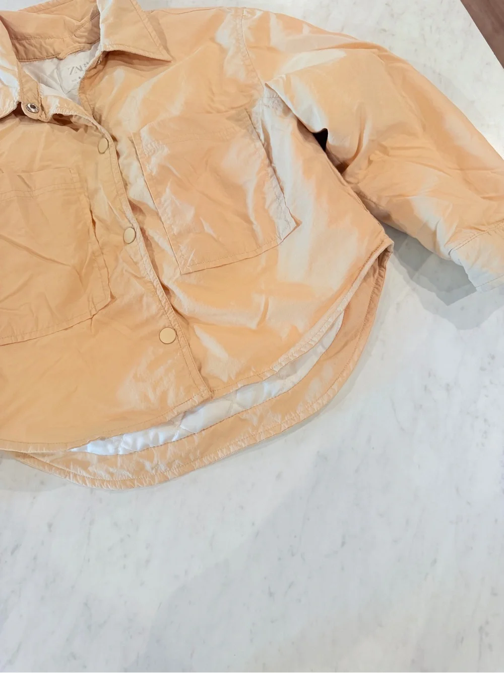 Zara Tan Cropped Boxy Puffer Jacket